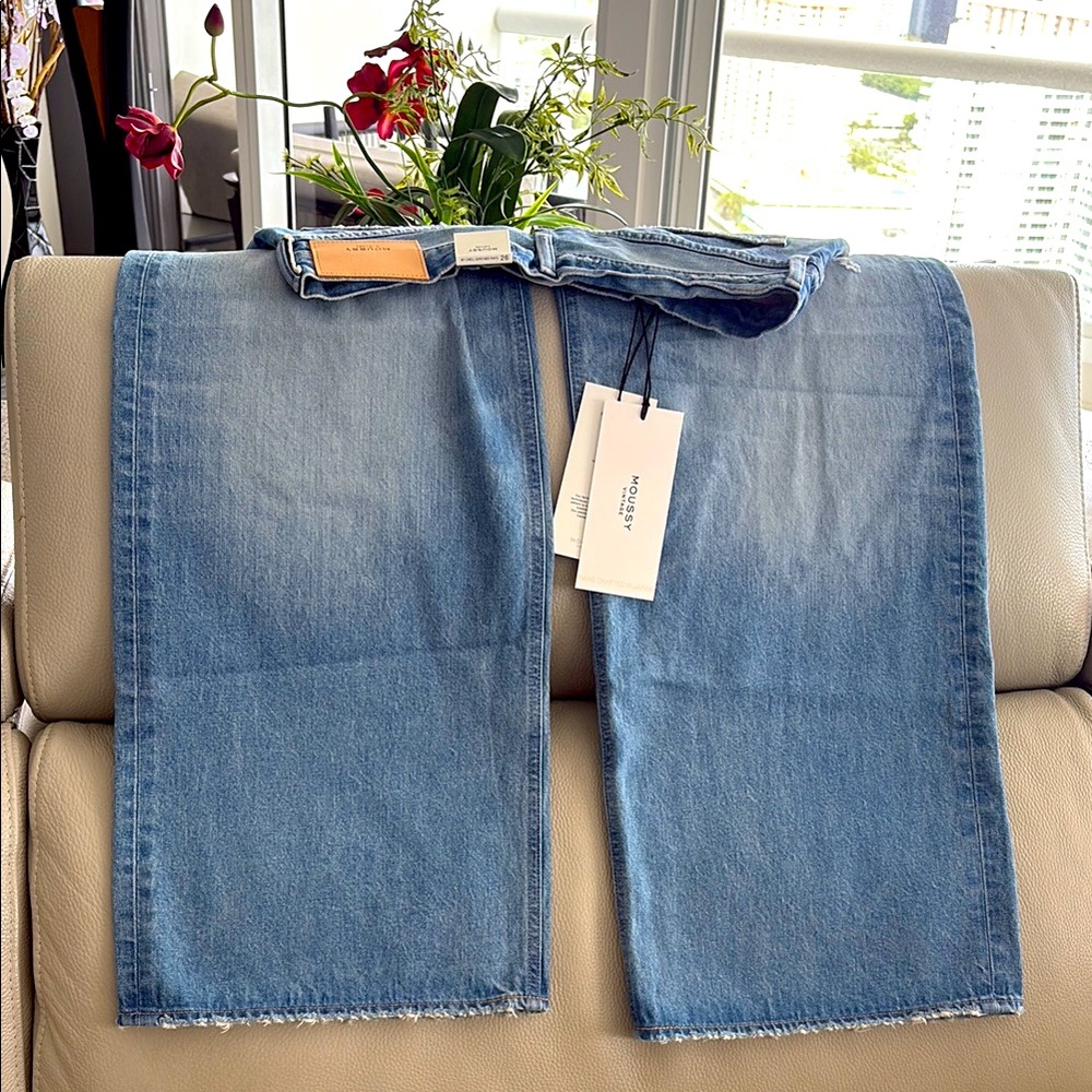 Moussy Sky Blue Wide Leg Jeans